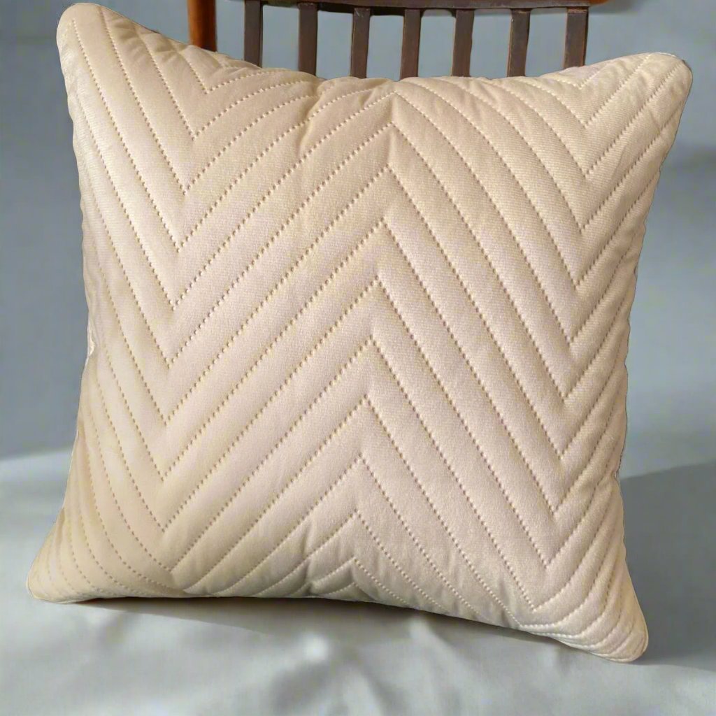 Waves Velvet Cushion Covers, Sand Color, Pack of 2, 16" x 16" - Coral Slub -